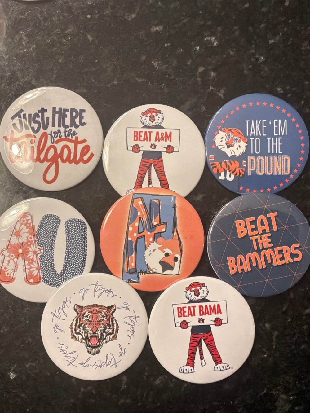 Auburn game day pins -assortment -8 qty